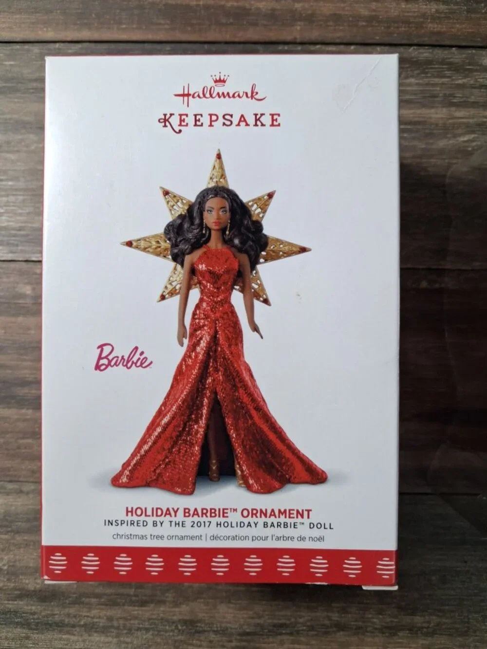 Holiday Barbie Ornament Hallmark Christmas 3rd Series Red Gown Dark Tone 2017